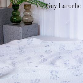 Guy Laroche Ultra-Lightweight Seersucker Summer Throw | Single-Layer Cooling Sheet | Floral Pattern _ Made in Korea